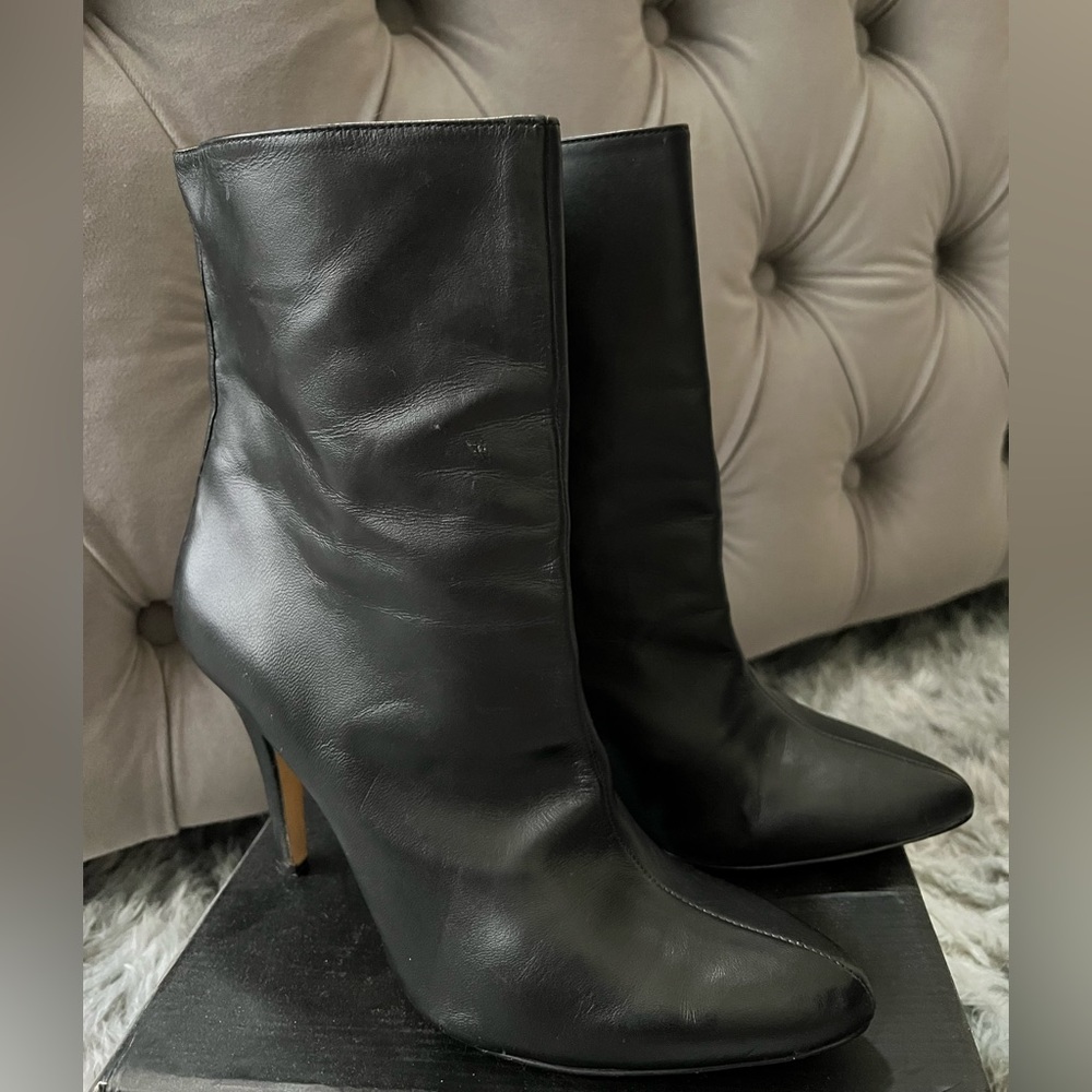 INC black leather booties